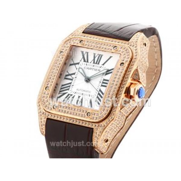 Best 1:1 Cartier Santos 100 Replica Watches With White Dials For Men
