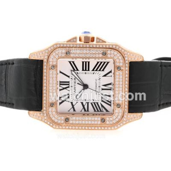 UK Best Quality Cartier Santos 100 Replica Watches With White Dials For Men