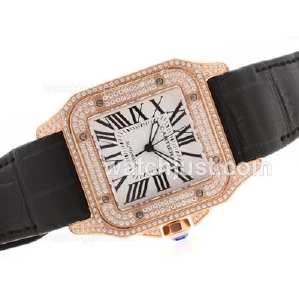 UK Best Quality Cartier Santos 100 Replica Watches With White Dials For Men