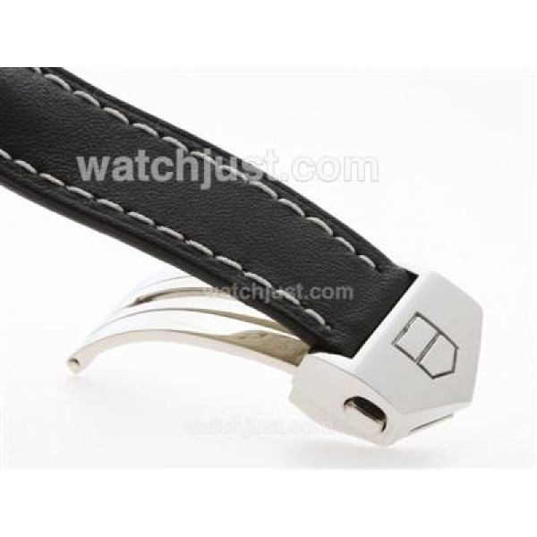 Tag Heuer Black Leather Strap with Deployment Buckle For 7750 Version