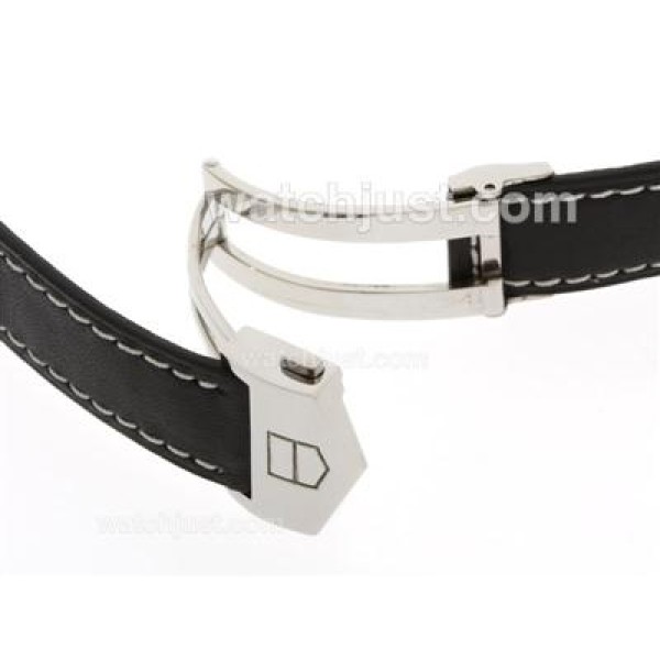 Tag Heuer Black Leather Strap with Deployment Buckle For 7750 Version