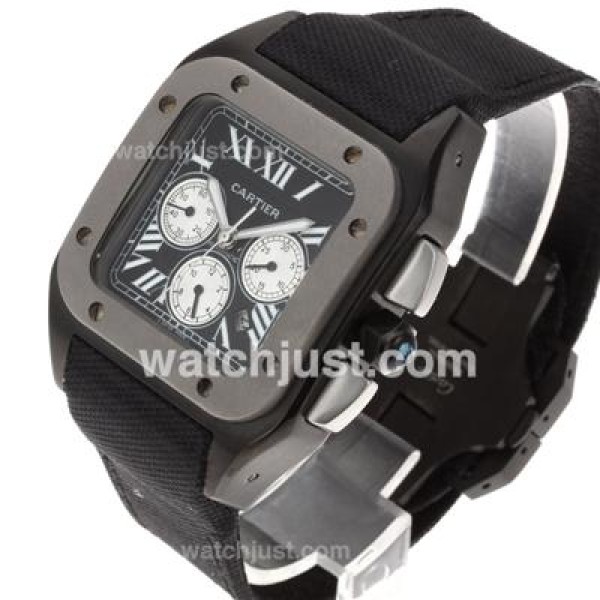 Cartier Santos 100 Automatic PVD Case with Nylon Strap -Same Structure As 7750-High Quality