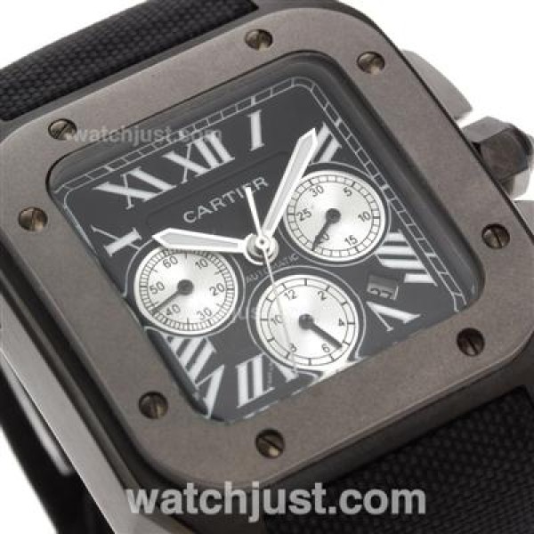 Cartier Santos 100 Automatic PVD Case with Nylon Strap -Same Structure As 7750-High Quality