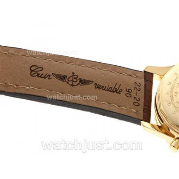 Breitling Navitimer Chronograph Swiss Valjoux 7750 Movement Gold Case with White Dial-28800 bph