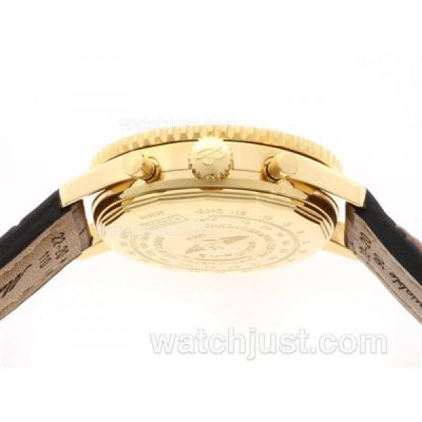 Breitling Navitimer Chronograph Swiss Valjoux 7750 Movement Gold Case with White Dial-28800 bph