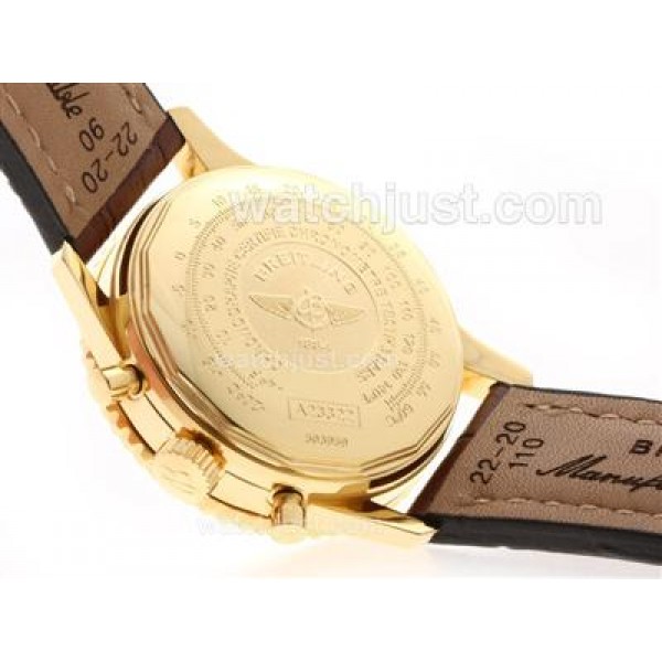 Breitling Navitimer Chronograph Swiss Valjoux 7750 Movement Gold Case with White Dial-28800 bph