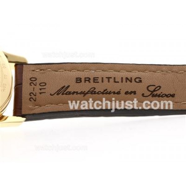 Breitling Navitimer Chronograph Swiss Valjoux 7750 Movement Gold Case with White Dial-28800 bph