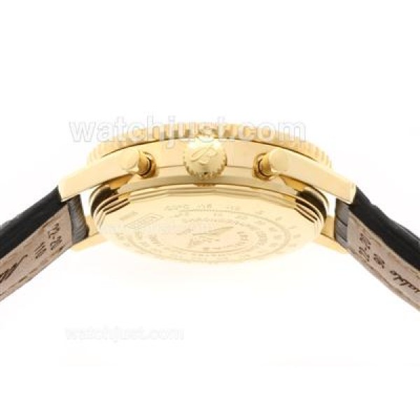 Breitling Navitimer Chronograph Swiss Valjoux 7750 Movement Gold Case with Black Dial-28800 bph
