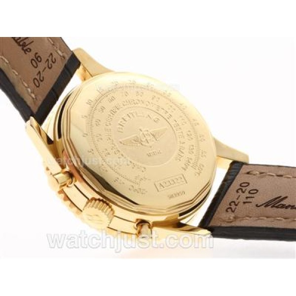 Breitling Navitimer Chronograph Swiss Valjoux 7750 Movement Gold Case with Black Dial-28800 bph