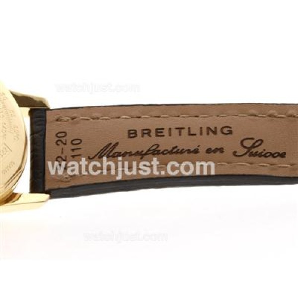 Breitling Navitimer Chronograph Swiss Valjoux 7750 Movement Gold Case with Black Dial-28800 bph