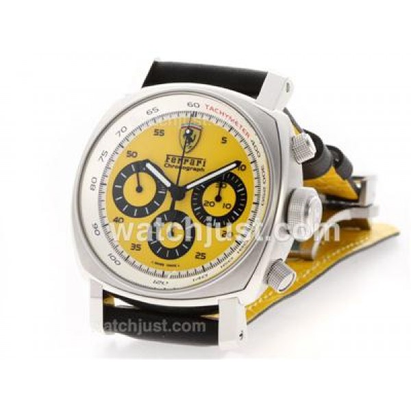 Panerai Ferrari FER00034 Scuderia Swiss Valjoux 7750 Movement with Yellow Dial