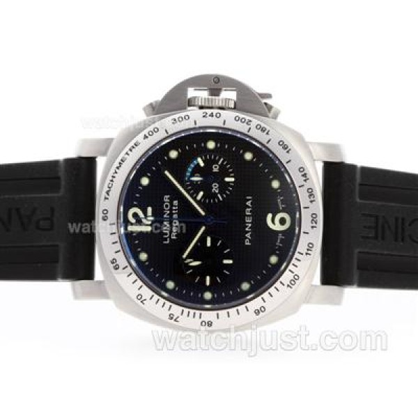 Panerai Luminor Regatta Chronograph Lemania Movement with Black Dial-Rubber Strap