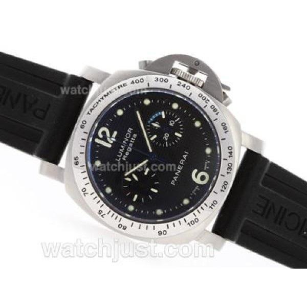 Panerai Luminor Regatta Chronograph Lemania Movement with Black Dial-Rubber Strap