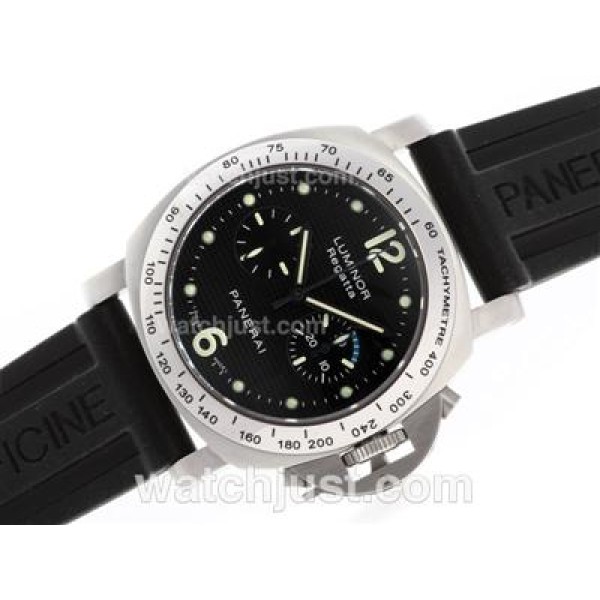 Panerai Luminor Regatta Chronograph Lemania Movement with Black Dial-Rubber Strap