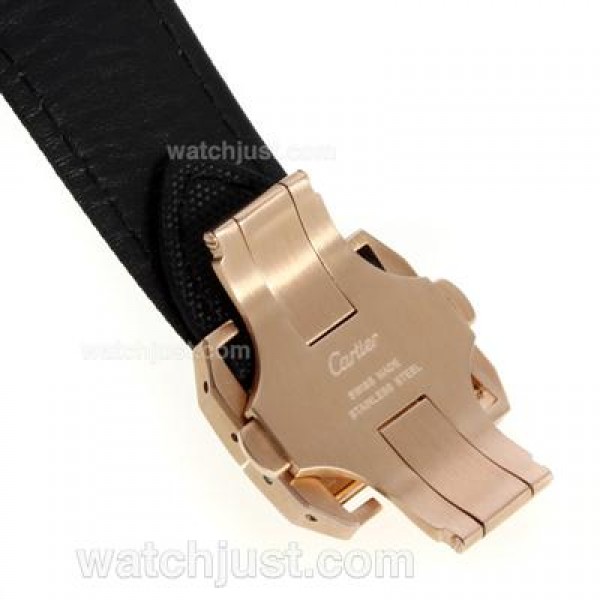 Cartier Santos 100 Chronograph Swiss Valjoux 7750 Movement Rose Gold Case with Nylon Strap