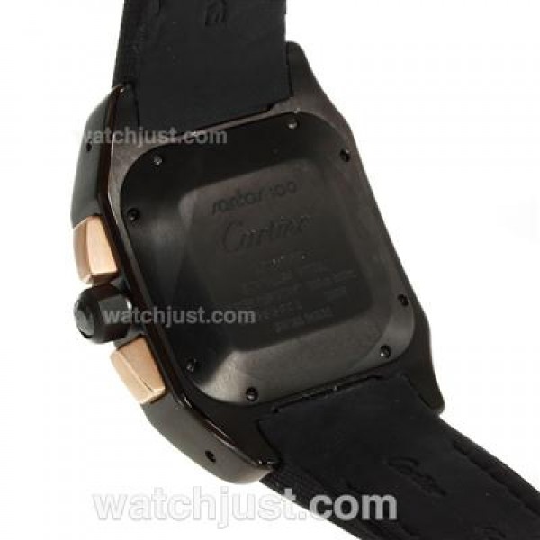 Cartier Santos 100 Chronograph Swiss Valjoux 7750 Movement PVD Case with Nylon Strap
