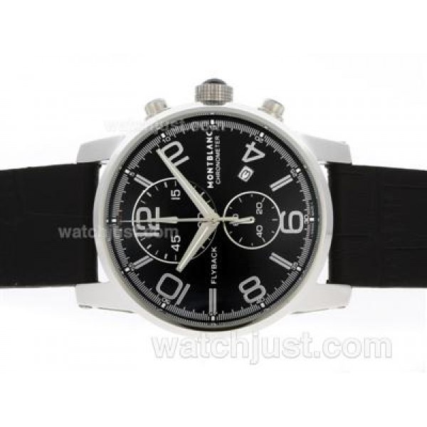 Montblanc Classic Flyback Working Chronograph with Black Dial-Leather Strap