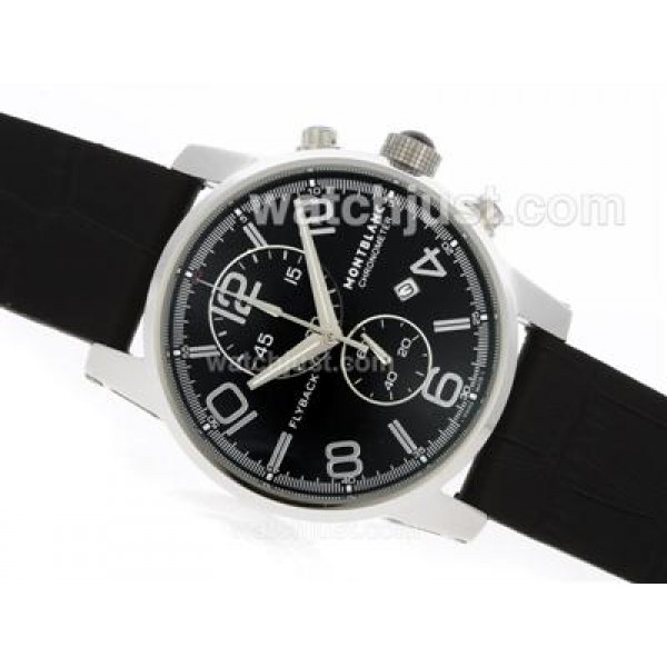 Montblanc Classic Flyback Working Chronograph with Black Dial-Leather Strap