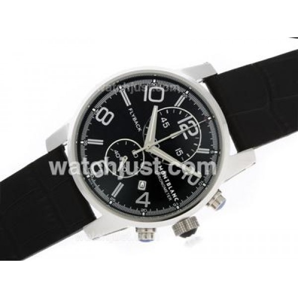 Montblanc Classic Flyback Working Chronograph with Black Dial-Leather Strap
