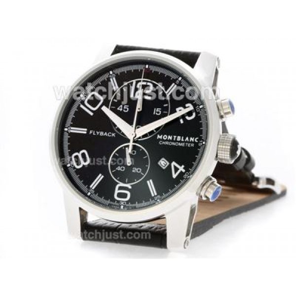 Montblanc Classic Flyback Working Chronograph with Black Dial-Leather Strap