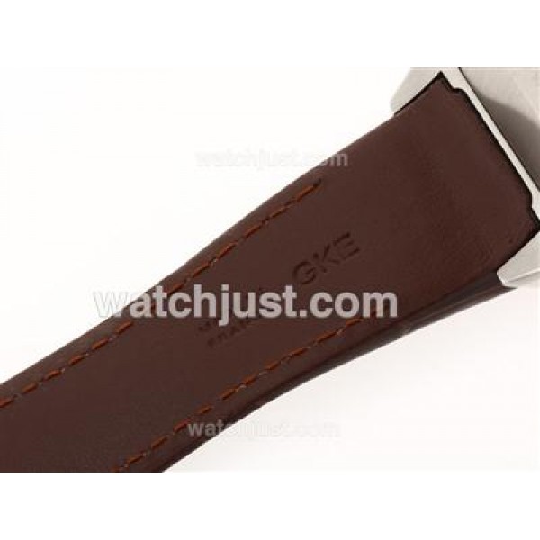 Cartier Santos 100 Chronograph Swiss Valjoux 7750 Movement with White Dial-Brown Leather Strap