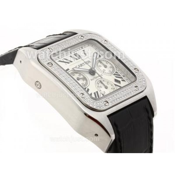 UK Best Quality Cartier Santos 100 Chronograph Replica Watches With White Dials For Sale