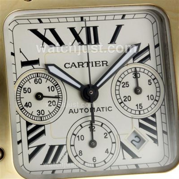 Cartier Santos 100 Chronograph Swiss Valjoux 7750 Movement Two Tone Case