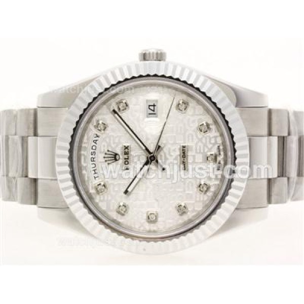 41 MM High Quality Rolex Day-Date II Replica Watches With White Dials For Sale