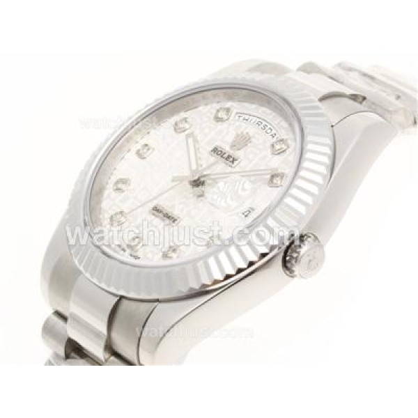 41 MM High Quality Rolex Day-Date II Replica Watches With White Dials For Sale