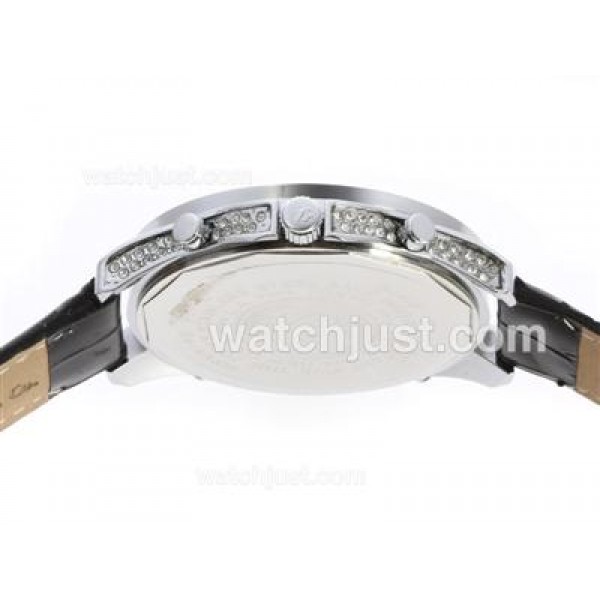 Jacob & Co Classic Five Time Zone Diamond Bezel and Dial with Leather Strap-Big Number Markers