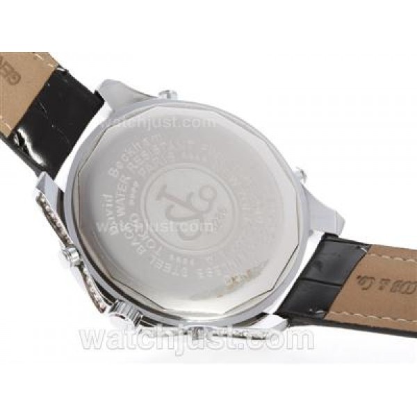 Jacob & Co Classic Five Time Zone Diamond Bezel and Dial with Leather Strap-Big Number Markers