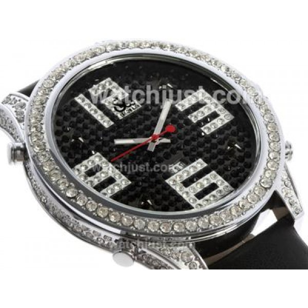 Jacob & Co Classic Five Time Zone Diamond Bezel and Dial with Leather Strap-Big Number Markers
