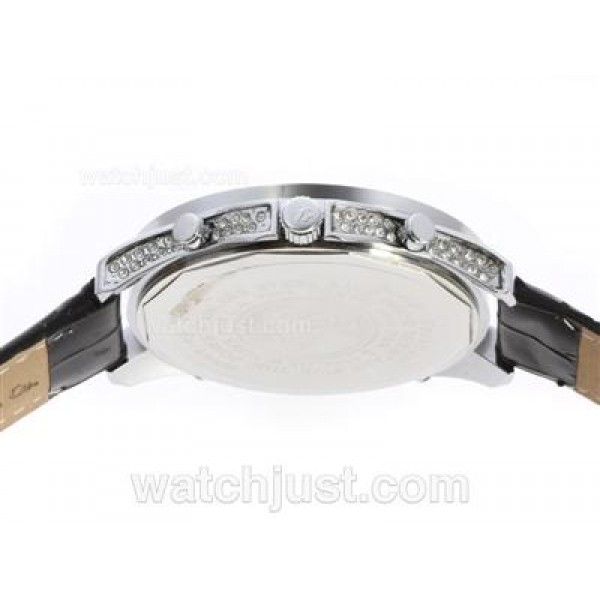Jacob & Co Classic Five Time Zone Diamond Bezel and Dial with Leather Strap-Big Number Markers