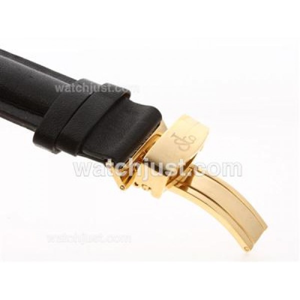 Jacob & Co Classic Five Time Zone Gold Case Full Diamond with Leather Strap