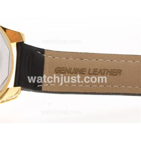 Jacob & Co Classic Five Time Zone Gold Case Full Diamond with Leather Strap