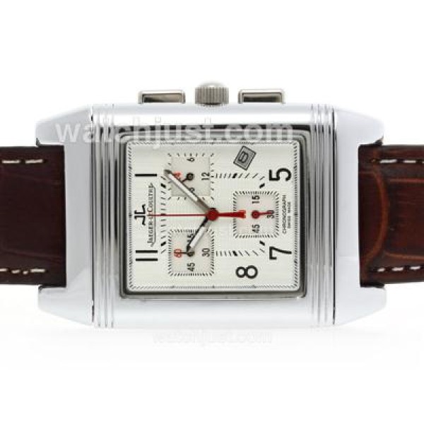 Jaeger-Lecoultre Reverso Working Chronogragh with White Dial-Leather Strap