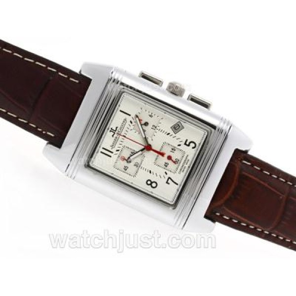 Jaeger-Lecoultre Reverso Working Chronogragh with White Dial-Leather Strap