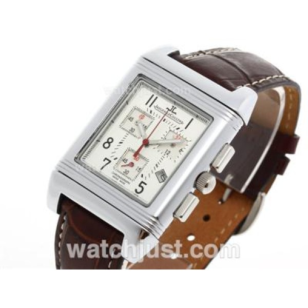 Jaeger-Lecoultre Reverso Working Chronogragh with White Dial-Leather Strap