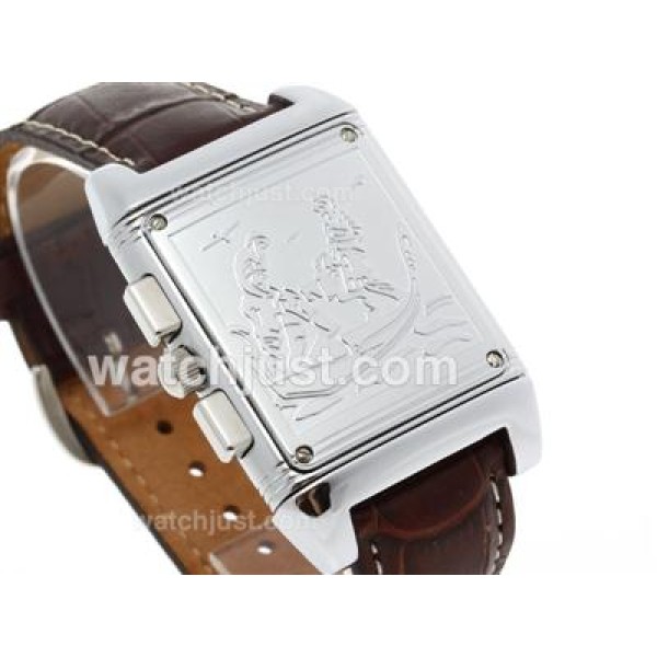 Jaeger-Lecoultre Reverso Working Chronogragh with White Dial-Leather Strap