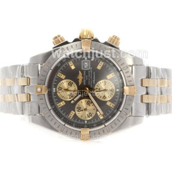 Breitling Chronomat Evolution Chronograph Swiss Valjoux 7750 Movement Two Tone with Gray Dial