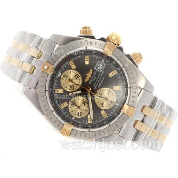 Breitling Chronomat Evolution Chronograph Swiss Valjoux 7750 Movement Two Tone with Gray Dial
