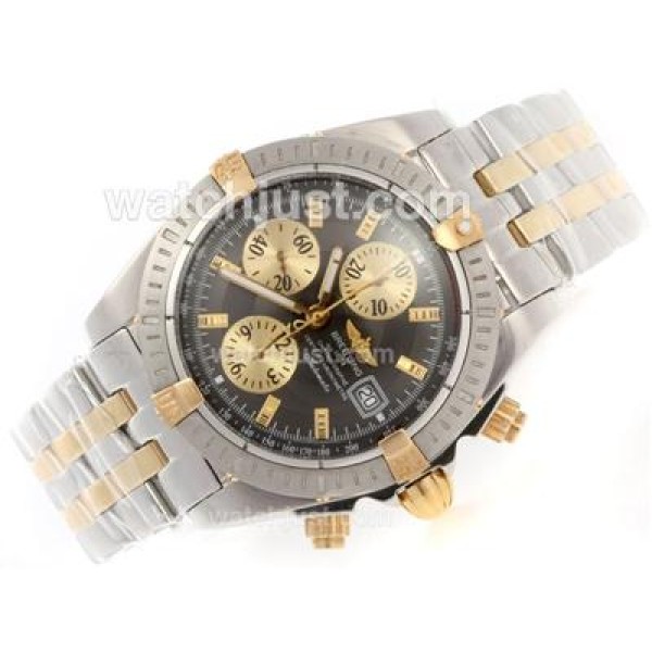 Breitling Chronomat Evolution Chronograph Swiss Valjoux 7750 Movement Two Tone with Gray Dial