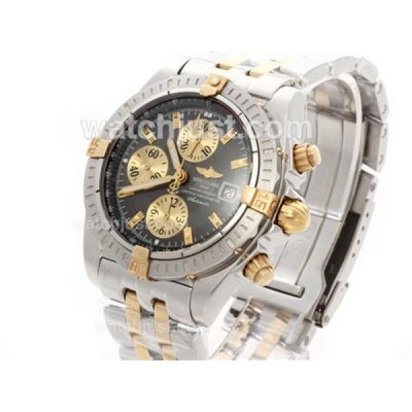 Breitling Chronomat Evolution Chronograph Swiss Valjoux 7750 Movement Two Tone with Gray Dial