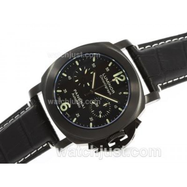 Panerai Luminor Chronograph PVD Case with Black Dial-Lemania Movement