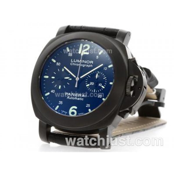 Panerai Luminor Chronograph PVD Case with Black Dial-Lemania Movement
