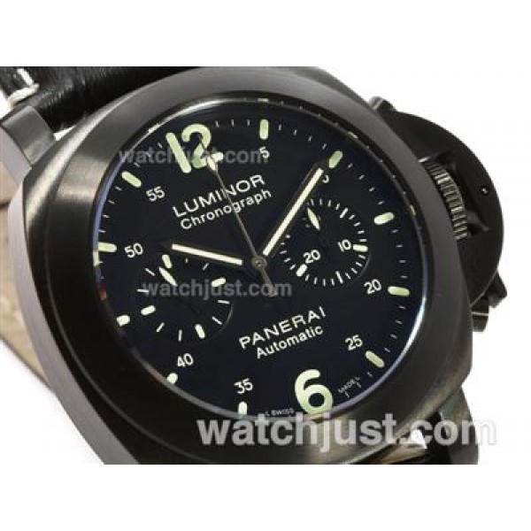 Panerai Luminor Chronograph PVD Case with Black Dial-Lemania Movement