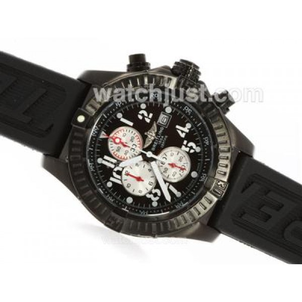 Breitling Super Avenger Working Chronograph PVD Case Black Dial with Red Needles
