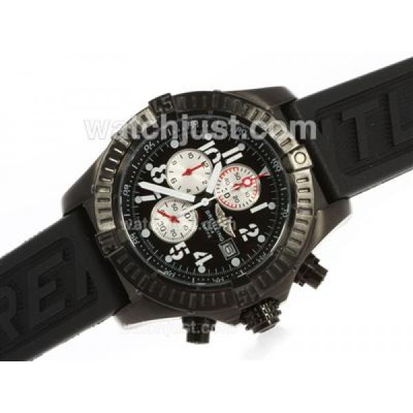 Breitling Super Avenger Working Chronograph PVD Case Black Dial with Red Needles