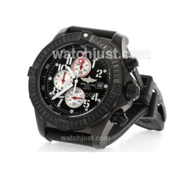 Breitling Super Avenger Working Chronograph PVD Case Black Dial with Red Needles