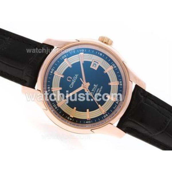 Omega Hour Vision See Thru Case Automatic Rose Gold Case with Black Dial